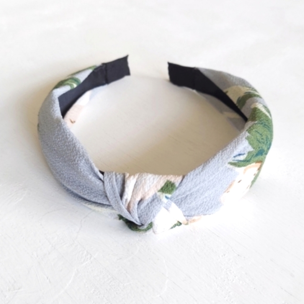 Rita Floral Topknot Headband - Blue